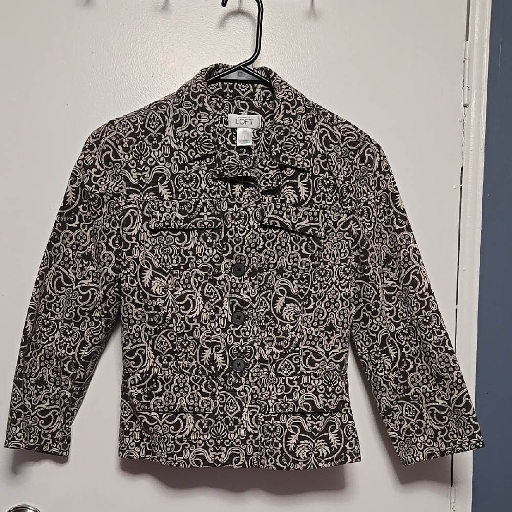 LOFT Brown and Cream Patterned Jacket